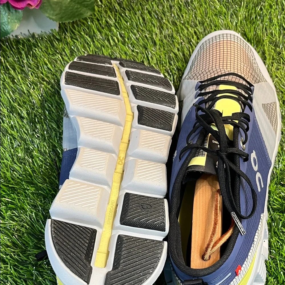 On Running Men's Sneakers in Blue, Gray & Yellow Accent